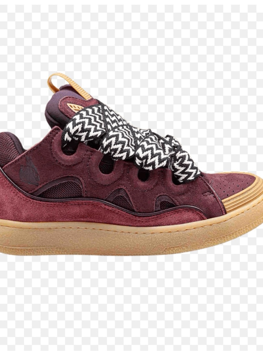 Lanvin Burgundy Suede Low-Top Sneaker with Chevron Laces